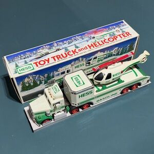 Hess Gasoline Truck and Helicopter Set - Green and White 1995